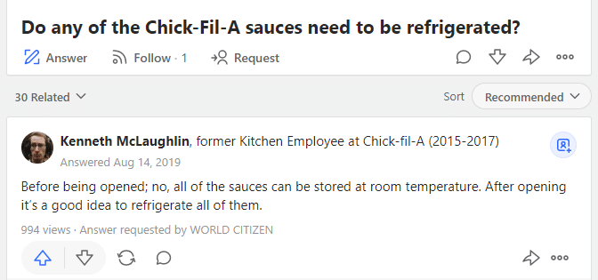 ¿La salsa Chick-Fil-A necesita ser refrigerada?